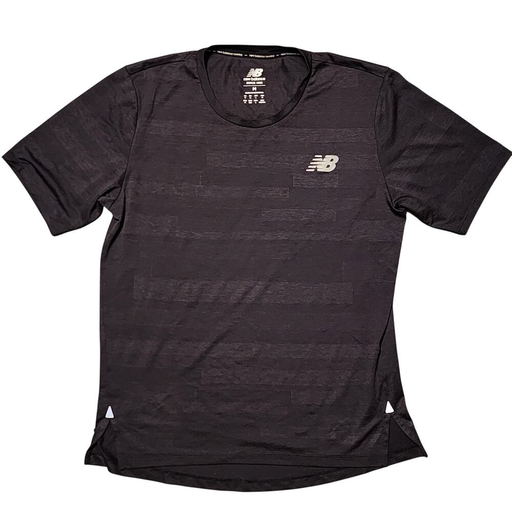 New Balance Q Speed Jacquard Running Shirt Mens Size M Charcoal Gray Crew Neck